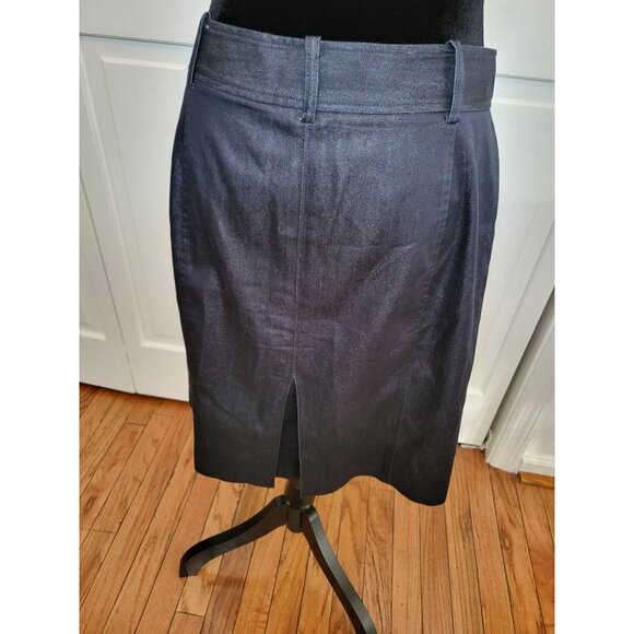 Ann Taylor Navy Faux Button Up Mini Skirt 12P Preppy Tailored Minimal Old Money - Picture 2 of 8